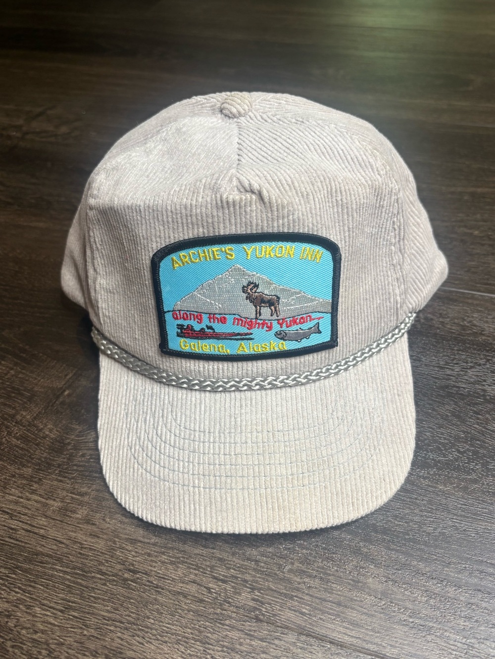 Vintage Grey Corduroy Yukon Alaska Patch SnapBack Hat